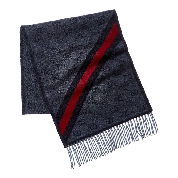 Gucci Gg Web Nikky Wool Scarf, Blue - Picture 2 of 3